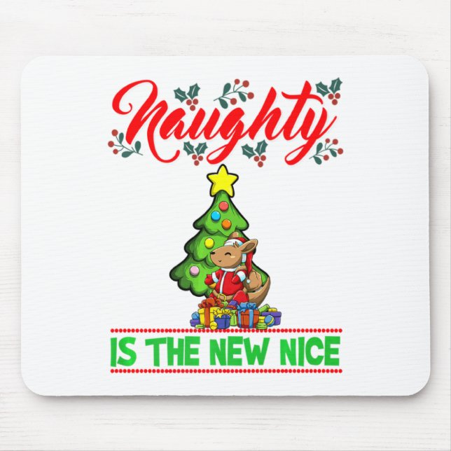 Mousepad Naughty Is The New Nice Christmas Santa Xmas Premi (Frente)