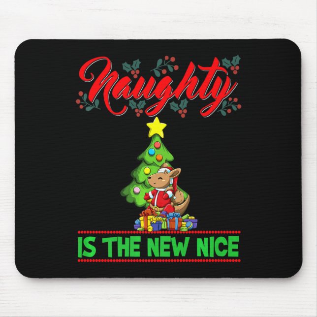 Mousepad Naughty Is The New Nice Christmas Santa Xmas Premi (Frente)