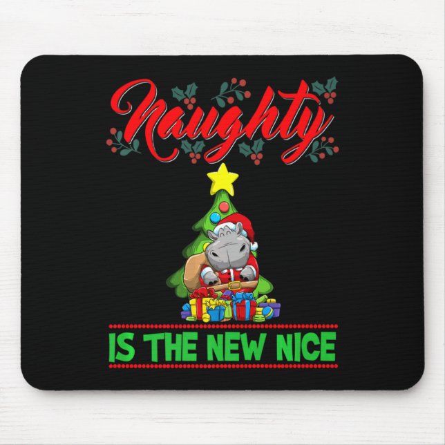 Mousepad Naughty Is The New Nice Christmas Santa Xmas Premi (Frente)
