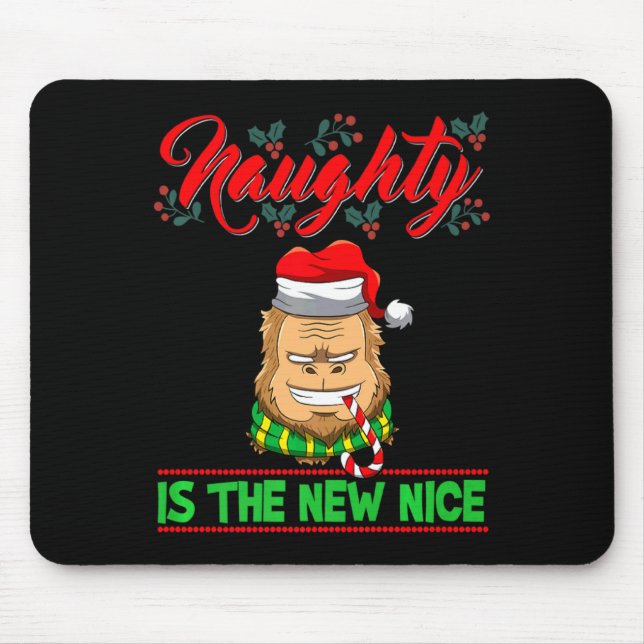 Mousepad Naughty Is The New Nice Christmas Santa Xmas Premi (Frente)