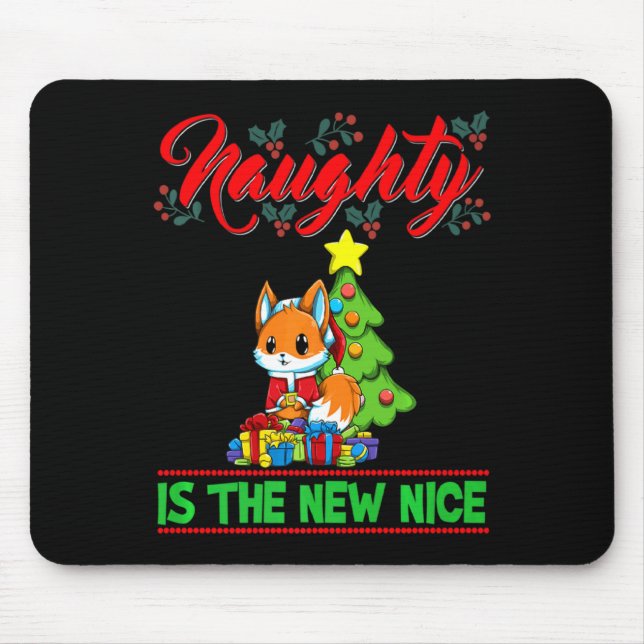 Mousepad Naughty Is The New Nice Christmas Santa Xmas Premi (Frente)