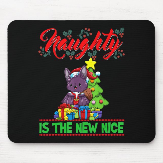 Mousepad Naughty Is The New Nice Christmas Santa Xmas T Shi (Frente)