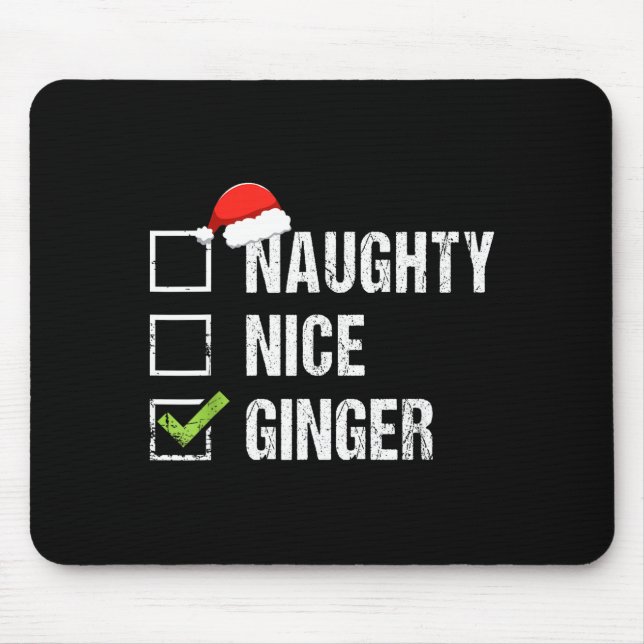 Mousepad Naughty Nice Ginger Redhead Santa Hat Irish Christ (Frente)