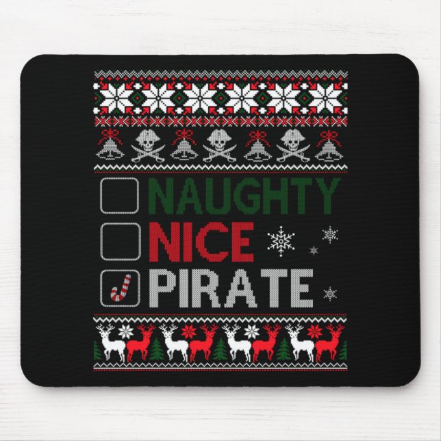 Mousepad Naughty Nice Rate Funny Christmas Checklist Ugly T (Frente)