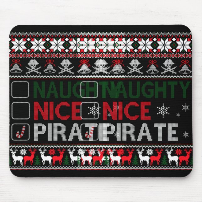 Mousepad Naughty Nice Rate Funny Christmas Checklist Ugly T (Frente)