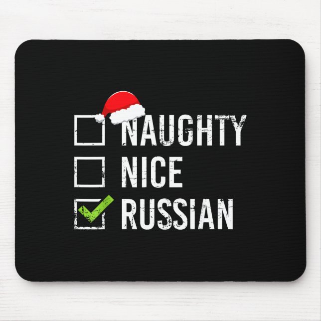 Mousepad Naughty Nice Russian Shirt Santa Funny Russia Chri (Frente)