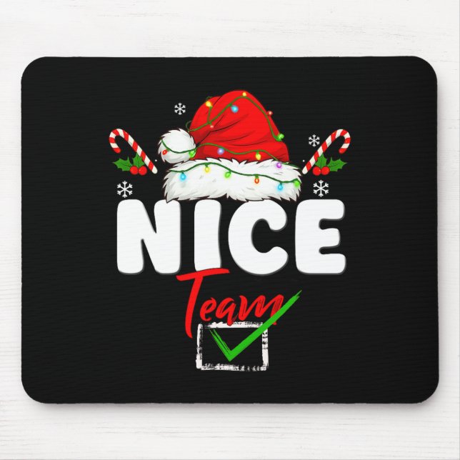 Mousepad Naughty Or Nice Team Matching Christmas Pajama Men (Frente)