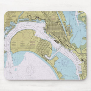 Mousepad náutico da carta do porto de San Diego CA