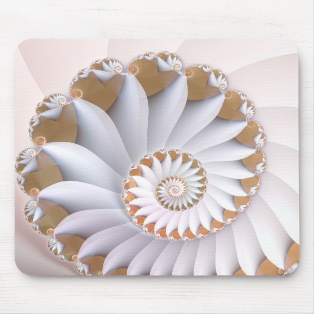 Mousepad Nautilus brancos, Abstrato, arte de concha (Frente)