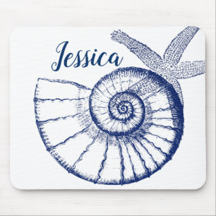 Mousepad Nautilus Seashell e Starfish Vida Marinha Personal