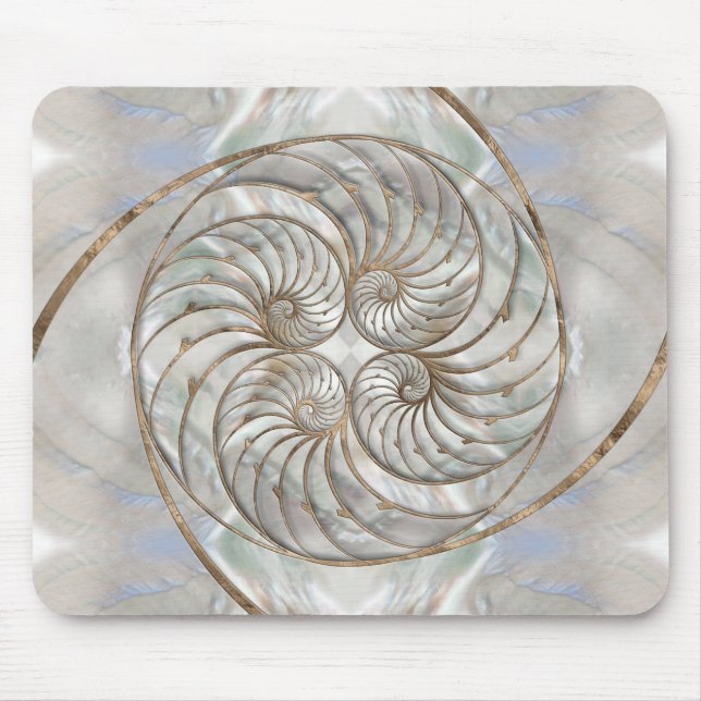 Mousepad Nautilus Shell - Mãe de Pérola e Ouro (Frente)