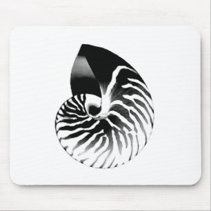 Mousepad Nautilus shell - preto, cinza e branco
