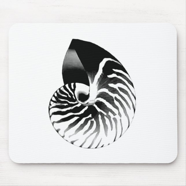 Mousepad Nautilus shell - preto, cinza e branco (Frente)