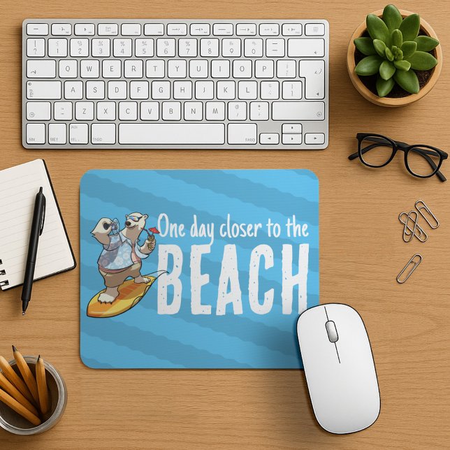 Mousepad Navegando Urso Polar Um Dia Mais Perto Da Praia (Criador carregado)