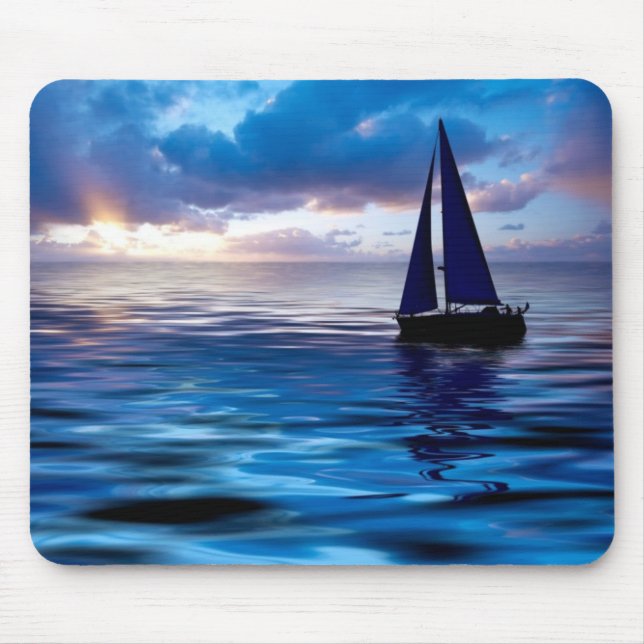 Mousepad Navigação do veleiro do por do sol no oceano (Frente)
