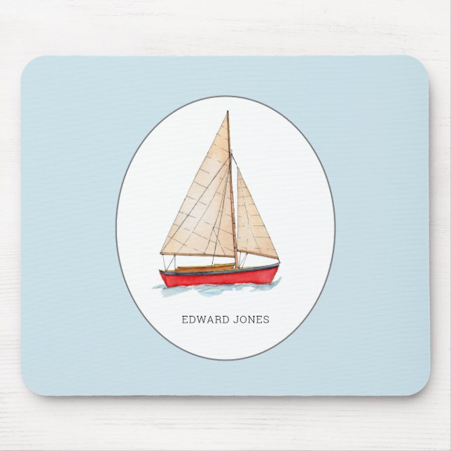 Mousepad Navio a vela a cores náuticas (Frente)