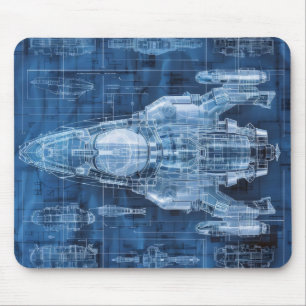 Mousepad Navio de Espaço de Impressão Escrita Científica-Fi