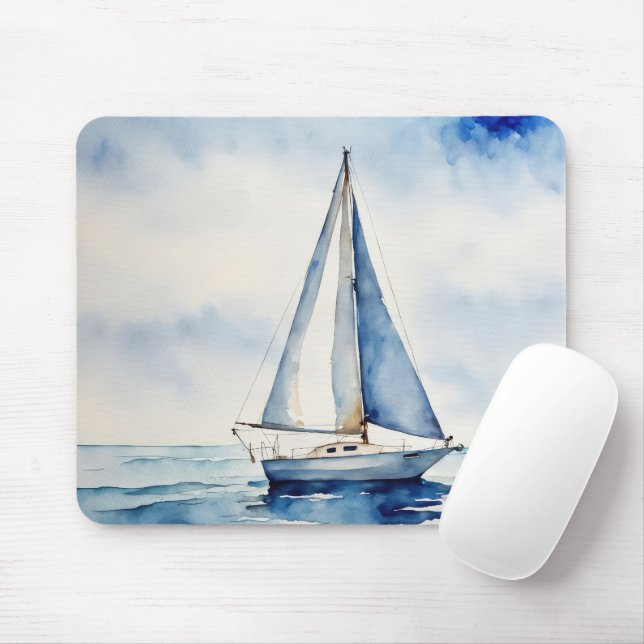 Mousepad Navio De Navegação Por Aquarela No Oceano (Com mouse)