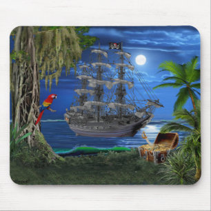 Mousepad Navio de pirata enluarada Mystical