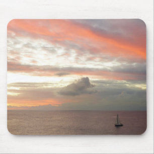 Mousepad Navio de vela em sol Belo e Rosa, paisagem