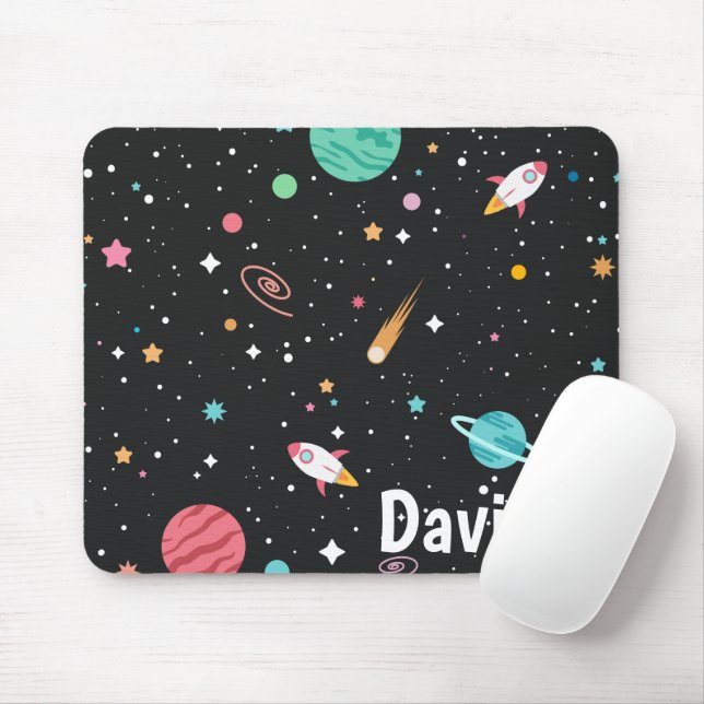 Mousepad Navios-foguete espaciais e estrelas (Com mouse)