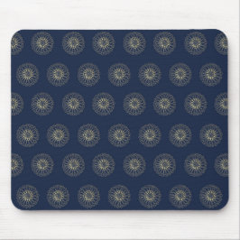 Mousepad Navy | Golden Zinnia Flower Medallions