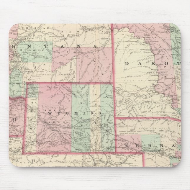 Mousepad Nebraska, Dakota, Idaho, Montana e Wyoming (Frente)