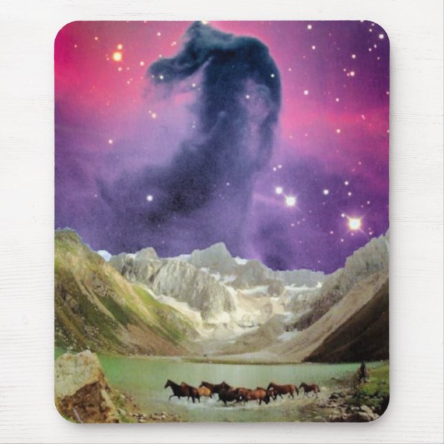 Mousepad Nebulosa de Horsehead sobre cavalos Running (Frente)