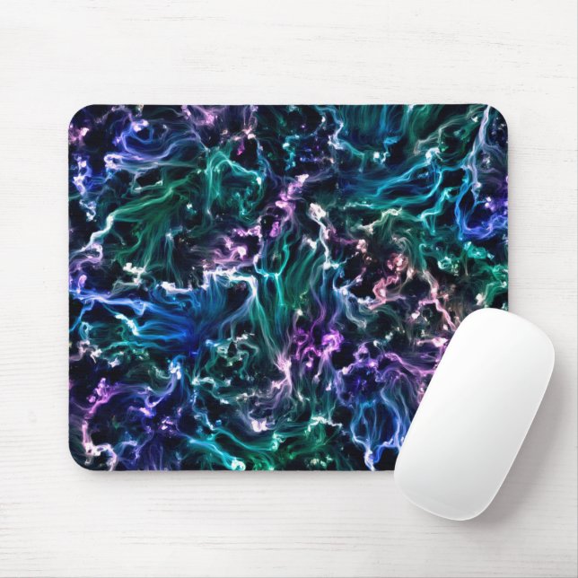 Mousepad Nebulosa de Líquido Líquido Abstrato de Linho Azul (Com mouse)