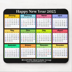 Mousepad Negócio de Script Preto Branco Simples de Calendár