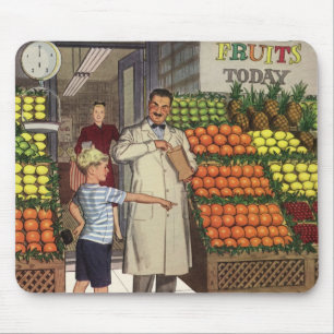 Mousepad Negócios Antigos, Banca de Frutas com Merceeiro e