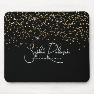 Mousepad Negócios de Salão Elegante Preto e Dourado Brilhan