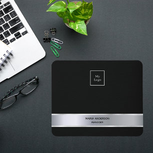 Mousepad Negra-prata-metal-moderno-negócio moderno minimal
