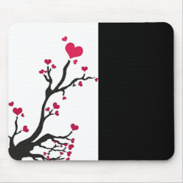 Mousepad negro da árvore cardíaca