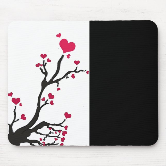 Mousepad negro da árvore cardíaca (Frente)