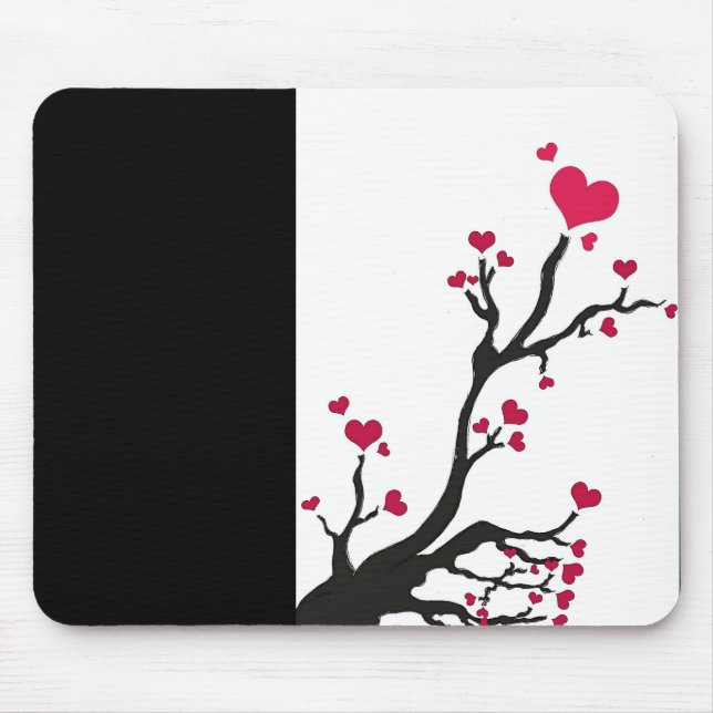 Mousepad negro da árvore cardíaca (Frente)