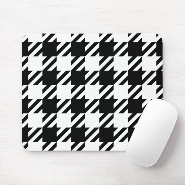 Mousepad Negro e branco do houndstooth (Com mouse)