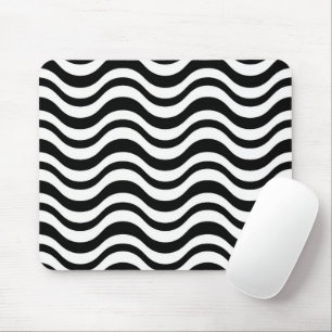 Mousepad Negro e Branco Ondulado Abstrato em Negrito