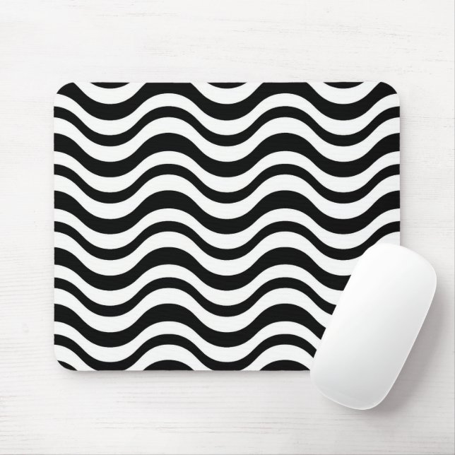 Mousepad Negro e Branco Ondulado Abstrato em Negrito (Com mouse)