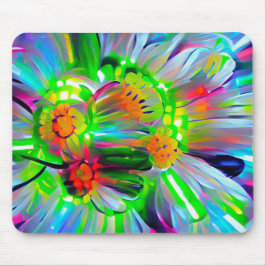 Mousepad Neon Abstrato Daisies com cores vívidas
