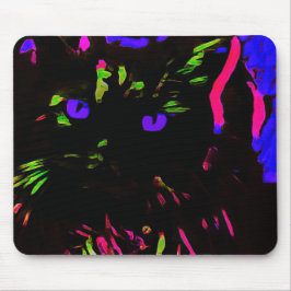 Mousepad Neon Black Cat com olhos brilhantes