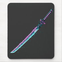 Neon Cyber-Katana: Tech de lâmina digital mousepa