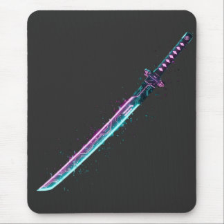 Mousepad Neon Cyber-Katana: Tech de lâmina digital mousepa
