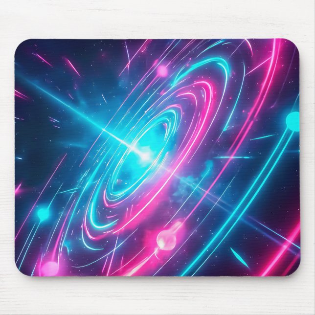 Mousepad Neon Cyberpunk Glowing Galaxy Light Trails (Frente)