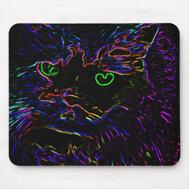 Mousepad Neon Glow Cat (Frente)