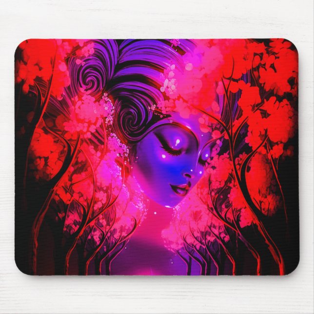 Mousepad Neon Goddess in Enchanted Forest (Frente)