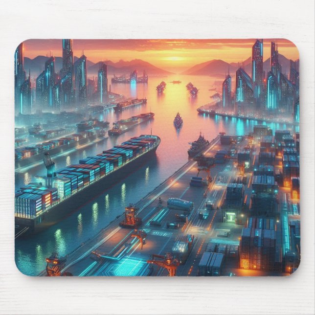 Mousepad Neon Harbor Sunset (Frente)
