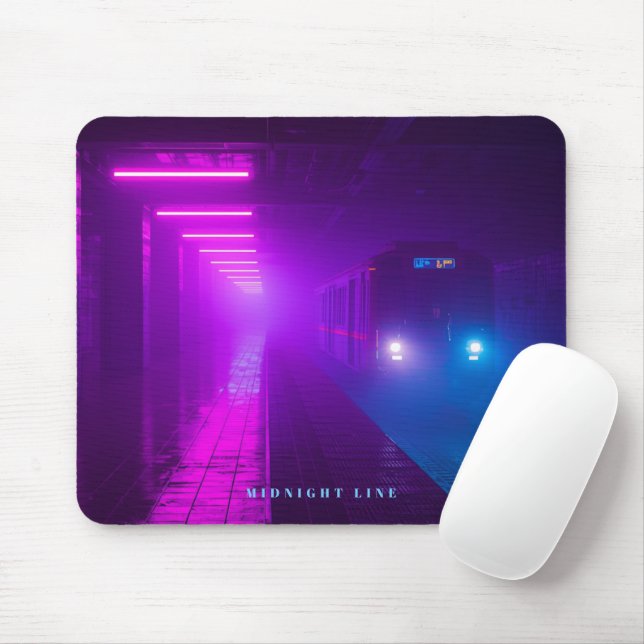 Mousepad Neon Metro Cyberpunk – Retro Synthwave Vap (Com mouse)