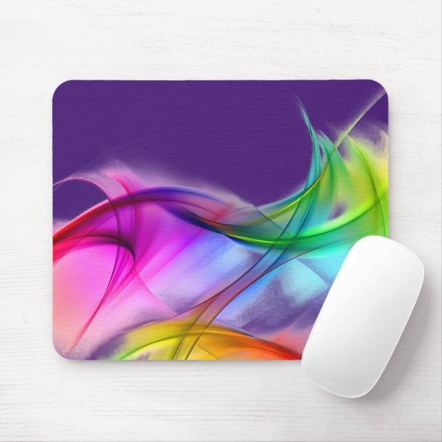 Mousepad Neon Rainbow Abstrato Em Puro (Com mouse)