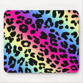 Mousepad Neon Rainbow Leopard Pattern Impressão